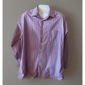Vintage Dockers Long Sleeve Purple Plaid Cotton No Iron Shirt XL 17/17.5 34/35